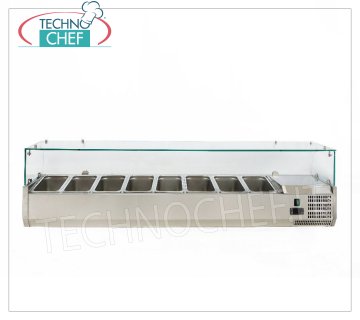 Vitrina de ingredientes para pizza, refrigerada, 180 cm de largo, para 8 bandejas Gastro-Norm 1/3