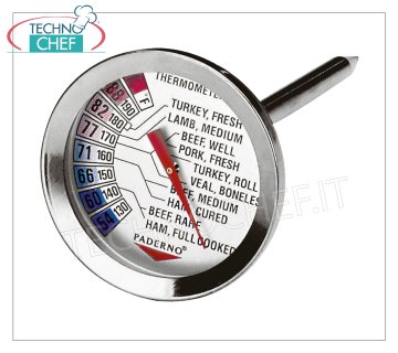 pin termómetros sonda del termómetro para asados, intervalo de + 54 ° a + 88 ° C, diámetro cuadrante 5 cm