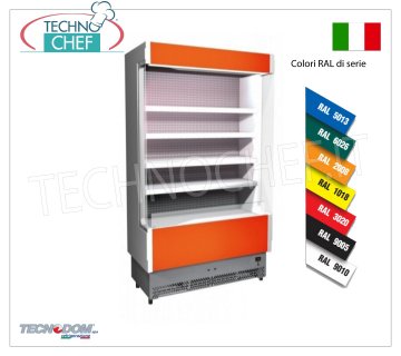 Frigorífico Display de Pared, Línea VULCANO, 60 cm de fondo, 88 cm de LARGO, con y sin grupo frigorífico REFRIGERADOR DE PARED, marca TECNODOM, línea VULCANO 60, con 4 estantes regulables, ILUMINACIÓN neón superior, temperatura +3°/+5°C, preparado para UNIDAD REFRIGERANTE REMOTA, V.230/1, Kw.0,055, Peso 120 Kg , dim.mm.880x602x1970h