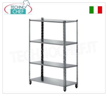 Estantes modulares de acero inoxidable.
