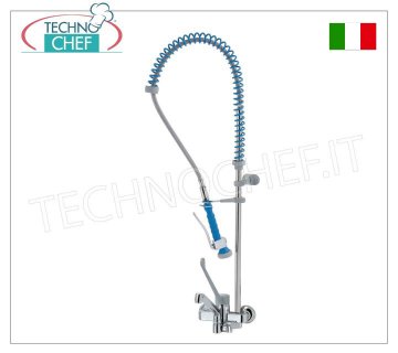 Grifo mezclador de pared de doble orificio con caño y desviador para ducha suspendida