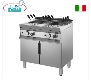 TECHNOCHEF - COCEPASTA A GAS MÓVIL, línea 900, 2 CUENCOS INDEPENDIENTES de 40+40 lt.