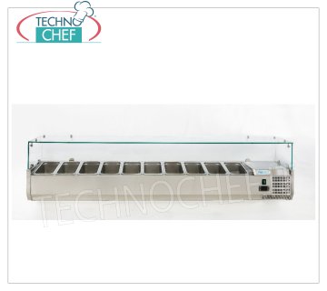 Vitrinas para pizza, refrigeradas, 200 cm de largo, para 10 bandejas GN 1/4