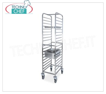 TECHNOCHEF - CARRO DE ACERO INOXIDABLE para 18 BANDEJAS GN 1/1, Mod.2071
