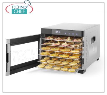 Technochef - SECADOR PROFESIONAL para FRUTAS y VERDURAS con 6 BANDEJAS DE ACERO INOXIDABLE, Mod. 229033
