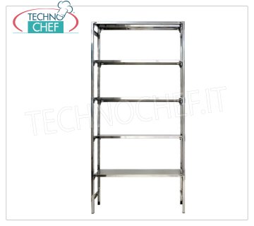 Estanterías modulares de acero inoxidable, Estantes lisos, Montaje con gancho - Módulos H 250 
