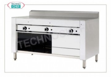 Cocineta a gas con PLACA DE CROMO SATINADO, versión Open Room Cocina a gas piadina, versión con compartimento abierto, placa de cromo satinado 600x600 para 4 piadinas, potencia térmica 6,7 ​​kw, dim. exterior mm 650x730x960h