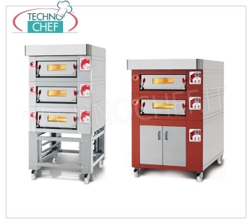 Forni pizza modulari elettrici con piano cottura in refrattario e camera in lamiera 