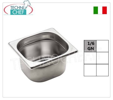 Cacerolas Gastronorm GN 1/6 en acero inoxidable, dim.176x162mm