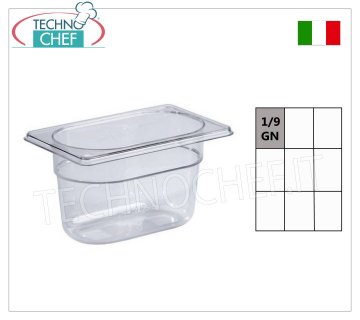 Bandeja de policarbonato Gastronorm GN 1/9, tamaño 176x108mm