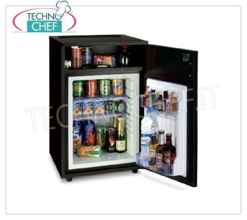 Technochef - Frigor Minibar para habitación de hotel con armario y compartimento de almacenamiento, lt. 40, Frigorífico Minibar para habitación de hotel insertada en armario con compartimento de almacenamiento, capacidad 40 lt, temperatura + 8 ° / + 14 ° C, V.230 / 1, Kw.0.06-0.075, Peso 34 Kg, dim.mm.770x475x455h