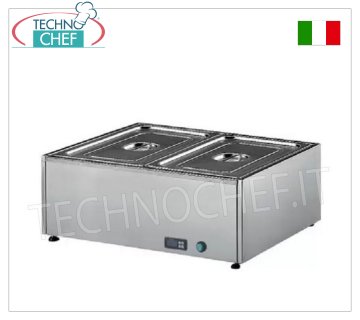 Technochef - MESA BAÑO MARÍA ELÉCTRICA, Capacidad 2 x GN 1/1, mod.358.A Mesa baño maría eléctrica, capacidad 2 recipientes GN 1/1 - h 150 mm (excluido), termostato digital 30-90°C, V.230/1, Kw.2,00, dim.mm.700x580x300h