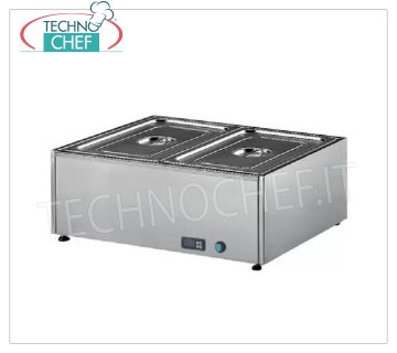 Technochef - BAÑO MARÍA ELÉCTRICO DE MESA, Capacidad 2 x GN 1/1, mod.358.A Baño maría eléctrico de mesa, capacidad 2 recipientes GN 1/1 - h 150 mm (excluidos), termostato digital 30-90 °C, V.230/1, Kw.2,00, dim.mm.700x580x300h