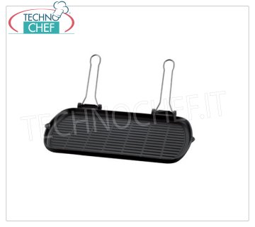 ILSA - Parrilla de hierro fundido esmaltado Sartén grill de hierro fundido esmaltado con asa abatible, ILSA , cm.50x27