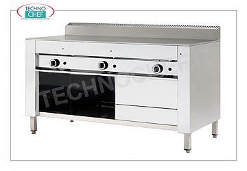 Cocina a gas piadina con PLACA DE ACERO, versión Open Room Cocina a gas piadina, versión con compartimento abierto, placa de acero 600x600 para 4 piadinas, potencia térmica 6,7 ​​kw, dim. exterior mm 650x730x960h