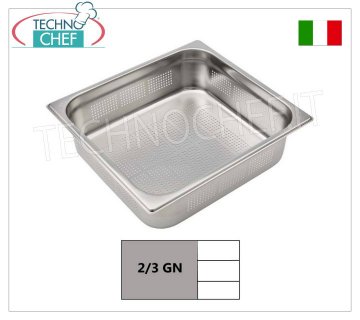 Contenedores de acero inoxidable perforados GN 2/3, dimensiones 353x325 mm