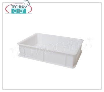 Cajas para panes de masa para pizza 40x30x10h cm, color blanco Caja portapastas para masa para pizza, apilable en polietileno alimentario, color blanco, medidas mm 400x300x100h