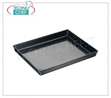 Molde rectangular para pizza o masa de chapa de metal azul.