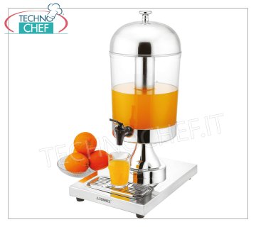 Dispensadores de jugos y bebidas (buffet) DISPENSADOR DE BEBIDAS en acero inoxidable con recipiente transparente de 8 litros, completo con grifo dispensador, dimensiones 36x26x55h cm