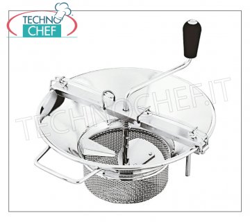 pasapurés molino vegetal de acero inoxidable manual, diámetro cm.37, con 3 mm de cuadrícula