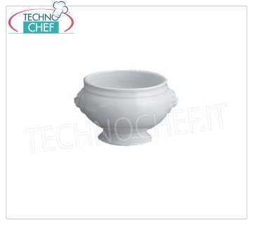 Cuenco con cabeza de león, en porcelana blanca, diámetro 11 cm, h.10