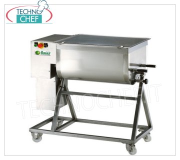 FIMAR - Batidora de carne de acero inoxidable, 2 palas, capacidad max cubeta 50 Kg, mod.50C2PN Batidora de carne de acero inoxidable, con cubeta basculante de 50 kg, 2 cuchillas extraíbles, V.400/3, Kw.1,5, Peso 100 Kg, dim.mm.800x570x1040h