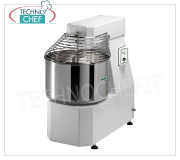 Fimar - Batidora espiral con cabezal elevable y cubeta fija lt.62, mod.50FN Batidora espiral con cabezal elevador y recipiente fijo de lt.62, capacidad de masa 50 Kg, V.400 / 3, Kw.2,2, Peso 209 Kg, dimensiones mm.920x530x940h