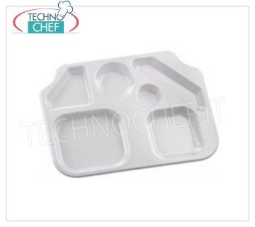 Bandeja trapezoidal trapezoidal en poliestireno Bandeja trapezoidal con maxi compartimentos trapezoidales en poliestireno, color blanco, 6 compartimentos grandes, dim.mm.450x320 - PRECIO UNITARIO - Este artículo se puede adquirir en PAQUETES de 20 piezas