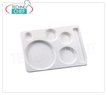 Bandeja Maxi Compartimentos Rectangulares en Poliestireno Bandeja con maxi compartimentos rectangulares en poliestireno, color blanco, 6 compartimentos grandes, dim.mm.450x320 - PRECIO UNITARIO - Este artículo se puede adquirir en PAQUETES de 15 piezas