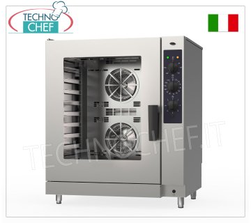 HORNO ELÉCTRICO DE CONVECCIÓN-VAPOR PARA GASTRONOMÍA, 10 BANDEJAS GN1/1, CONTROLES ELECTROMECÁNICOS