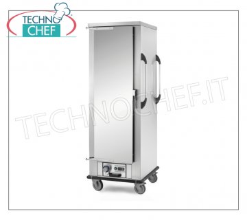 Mantenedor de temperatura, Carro HOT, Ventilado para 18 contenedores GN 2/1 o 36 GN 1/1 Carro MANTENIMIENTO CALIENTE con CALEFACCIÓN VENTILADA, 1 Puerta, Capacidad 18 recipientes Gastro-Norm 2/1 o 36 Gastro-Norm 1/1, PASO entre GUÍAS mm 77, V. 230/1, Kw 2,0, dim.mm .812x860x1995h