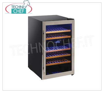 COOL HEAD - Technochef, Vinoteca Refrigerada 1 Puerta Cristal, lt.130, doble temperatura, Mod.CW36DT Bodega Refrigerada 1 Puerta de Vidrio, capacidad lt.130, descongelación automática, temperatura dual: +5°~+10°C/+10°~+18°C, iluminación LED, V.230/1, Kw. 0,087, Peso 41 Kg, dim.mm.493x587x840h