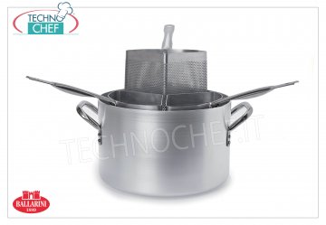 Ballarini Professionale - COCINA DE PASTA en aluminio 3 CESTA, espesor 3 mm Olla alta para pasta con 3 cestas de 1/3, SERIE 7000, en ALUMINIO, 360 mm de diámetro, 220 mm de altura