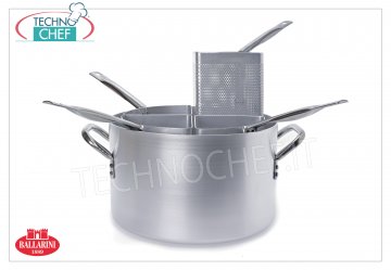 Ballarini Professionale - COCINA DE PASTA en aluminio, 4 CESOS, espesor 3 mm Olla de pasta de ALUMINIO con 4 cestas de 1/4, SERIE 7000, en ALUMINIO, 360 mm de diámetro, 220 mm de alto