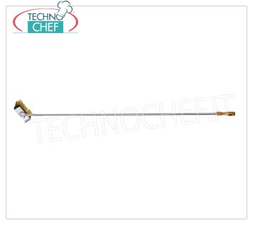 LILLY - Cepillo giratorio de latón para horno, Mod. 70928 Cepillo giratorio de latón para horno, con rascador, mango de acero inoxidable y terminal de madera, 180 cm.