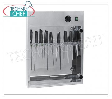 Esterilizadores para cuchillos y herramientas. ESTERILIZADOR UV CUCHILLOS DE ACERO INOXIDABLE para pared, capacidad 20 CUCHILLOS, Kw.0.16, dim.mm.510x130x670h