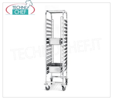 TECHNOCHEF - Carro para 15 bandejas GN 1/1, Mod.810613 CARRO RACK DE ACERO INOXIDABLE, con 15 pares de guías, paso 80 mm, para 15 bandejas Gastro-Norm GN 1/1 (mm 530x325), dim.mm.615x450x1695h