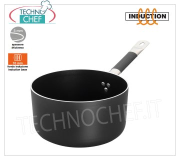 Technochef - ALTA CASSEROLE 1 manija en aluminio SIN PALOS para INDUCCIÓN ALGODÓN ALTO 1 mango en ALUMINIO SIN VARILLA con INDUCCIÓN ABAJO 10 mm, diámetro 160 mm, altura 80 mm, capacidad lt. 1,7.