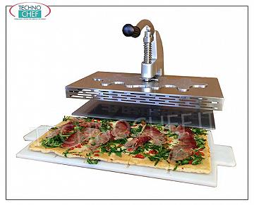 Cortador de pizza manual para 10 piezas rectangulares CORTADOR EN PIEZAS mesa manual para 10 CORTES de 12x15 cm apto para HOJAS RECTANGULARES de pizza de tamaño máximo 60x30 cm, completo con tabla de cortar de polietileno
