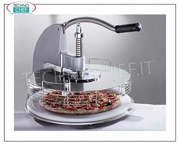Cortador de pizza manual Maxi Slices - de 3 a 12 porciones CORTADOR DE PIZZA REBANADAS mesa manual para 3/6 REBANADAS apto para DISCOS DE PIZZA DE DIÁMETRO MÁXIMO 52 cm, completo con tabla de cortar de polietileno con mango de 53 cm