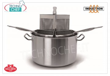 Ballarini - BANDEJA PARA PASTA DE ACERO INOXIDABLE 3 CESTOS, para INDUCCIÓN, diámetro 360 mm, altura 215 mm