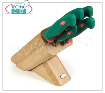 Sanelli - BLOQUE DE 5 CUCHILLOS, ROBLE LECK - Línea PREMANA PROFESSIONAL - 931605