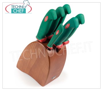 Sanelli - BLOQUE DE 6 CUCHILLOS, Teñido CEREZA - Línea PREMANA PROFESSIONAL - 936606