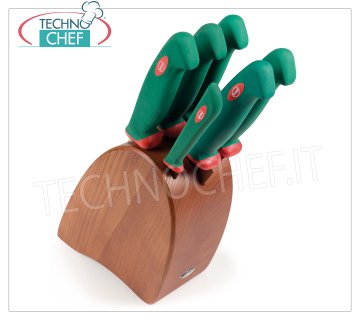 Sanelli - BLOQUE 6 CUCHILLOS, MANCHA CEREZA - Línea PREMANA PROFESSIONAL - 936606 Bloque teñido de cereza con 6 cuchillos, línea PREMANA PROFESSIONAL, compuesto por: CUCHILLO ASADO 24 cm, CUCHILLO PARA PAN 24 cm, CUCHILLO JAMONERO 24 cm, CUCHILLO PARA COCINA 18 cm, CUCHILLO PARA HUESOS 16 cm, PALETA 10 cm.