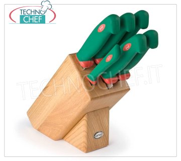Sanelli - BLOQUE DE 6 CUCHILLOS en ROBLE - Línea PREMANA PROFESSIONAL - 941606