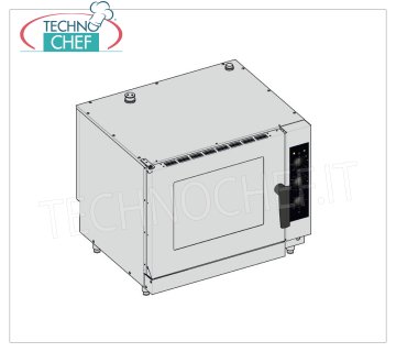 Technochef - Horno eléctrico de convección-vapor para 6 bandejas GN 1/1 HORNO ELÉCTRICO DE CONVECCIÓN A VAPOR para GASTRONOMÍA, capacidad 6 BANDEJAS Gastronorm 1/1, versión con MANDOS ELECTROMECÁNICOS, V.400 / 3, Kw. 8,25, peso 87 Kg, dim.mm.860x710x740h