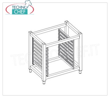 TECHNOCHEF - Base de soporte de tubo de acero inoxidable para horno de convección Base de soporte en tubo de acero inoxidable con repisa inferior y soporte de guías para Hornos Convenciones 6 y 10 BANDEJAS GN1 / 1, Peso 20 Kg, dim.mm.860x640x845h