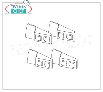 TECHNOCHEF - Kit de 4 ganchos de acero inoxidable para soporte de baldas, Mod.97001
