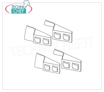 TECHNOCHEF - Kit de 4 ganchos de acero inoxidable para soportar estantes esquineros, Mod.97001x2+97030+97031