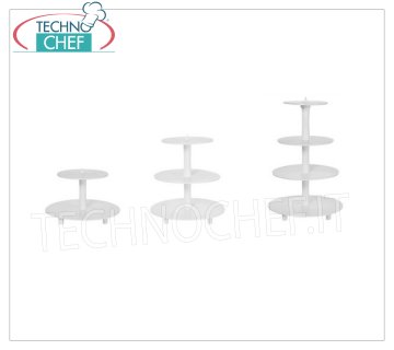 Puestos de pasteles Soporte para pasteles de 2 pisos en plástico blanco, diámetro 34-23 cm